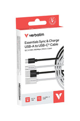 Verbatim Essentials USB-A naar USB-C-kabel, 18 W, PD 3.0, oplaadkabel [zwart en wit], datakabel voor iPhone 17, 16, 15 Pro, Samsung Galaxy S24, S23, iPad Pro, MacBook Air, snellaadkabel, USB C, 2 x 1