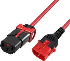 ACT C13 IEC Lock+ naar C14 IEC Dual Lock netsnoer, verlengkabel van koude apparaten 1,5 meter, C13-bus naar 14 stekkers, voor PDU, servers, netwerkapparaten, rood - AK5513