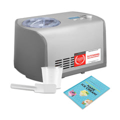 TZS First Austria Ice Maker with Compressor | Self-Cooling Ice Maker with Removable 1.2-Litre Stainless Steel Ice Container and Lid Opening for Ingredients | Home Ice Cream Maker