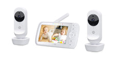 Motorola Nursery VM35-2/Ease 35-2 Babyfoon met 2 camera's, 14 cm (5,0 inch) video babymonitor display, weergave op gedeeld scherm–nachtzicht, twee-weg communicatie, wiegliedjes, zoom, kamertemperatuur