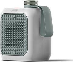 De'Longhi Capsule Desk HFX10B03.GR Keramische ventilatorkachel, stille mini-snelverwarmer, uitlijnbaar rooster, veiligheidsthermostaat, ideaal voor bureau en onderweg, 360 watt, groen