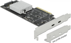 Delock PCI Express x8 Kaart naar 2x USB-C 20 Gbps (USB 3.2 Gen 2x2)