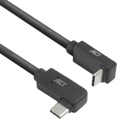 ACT AC7482 USB C hoekkabel 2m, PD 60 W USB C hoekstekker 90 graden, links/rechts naar boven/omlaag, 10 Gbps gegevenssnelheid, videoresolutie 4K @60Hz USB type C videokabel, datakabel, oplaadkabel