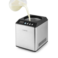 Klarstein Vanilla Sky - ijsmachine, ijsmaker, ijsmachine, 180 watt, 2 liter capaciteit, koelfunctie, LED-display, timer, roestvrij staal, eenvoudig te reinigen, zilver