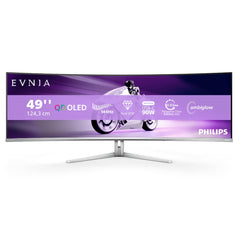 PHILIPS Evnia 49M2C8900L - 49 inch DQHD OLED gebogen gamingmonitor, 144 Hertz, 0,03 ms GtG, HDR400, Ambiglow, FreeSync Prem. Pro (5120x1440, HDMI 2.1, DisplayPort 1.4, USB-C, USB-hub) wit