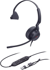 Yealink UH44 Mono Bedrade Headset - USB-C & USB-A - Zwart