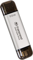 Transcend ESD310S Externe SSD - 512GB - Dual USB-A & USB-C - Zilver