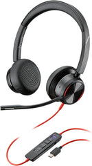 Poly Stereo Headset 'Blackwire 8225-M' Met Usb-C Aansluiting, Active Noise Cancelling En Flexibele Microfoonarm, Microsoft Teams, Zwart