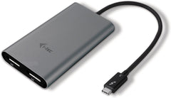 i-tec TB3DUAL4KDP Thunderbolt 3 Dual DisplayPort-Videoadapter 4K/60 Hz voor MacOS en Windows,zwart