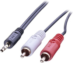 LINDY 35680 Premium audio-adapterkabel, 2 x RCA-stekker naar 3,5 mm jackstekker, 1 m