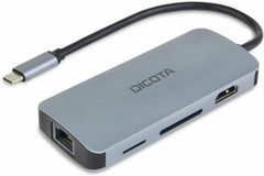 Dicota D32062 USB-C 8-in-1 Multi Hub - 4K HDMI - 100W PD - Zilver
