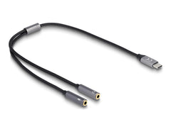 DeLOCK USB-C naar 2x 3.5 mm Jack Headset Adapter - 24-bit / 96 kHz Hi-Res DAC