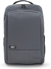 ACT Move AC8560 Laptoprugzak voor dames en heren, 15,6 inch, flessenhouder, trolleyriem, voor werk, school, reizen, van gerecyclede plastic flessen, zwart, recycelten Plastikflaschen
