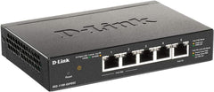 D-Link DGS-1100 Series 5-Port Gigabit PoE‑Powered Smart Managed Switch met 2 PoE Poorten, PoE powered, PoE-passthrough, 802.3af, VLAN support, layer 2 features, QoS, 802.3az EEE, Fanless