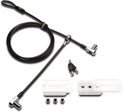 Universeel 3-in-1 Kabelslot met Sleutel en Dubbele Sleutelhoofden, Vergrendelingsoplossing voor 2 Apparaten, voor Laptops, Monitors en Tech (K63380WW)