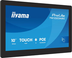 iiyama Prolite TW1023ASC-B3P 25,5cm 10,1" Touchscreen PC IPS LED WXGA 10 Punten Multitouch capacitief Android 13 iiSignage² HDMI-Out USB RJ45 PoE WiFi Bluetooth webcam SD-slot Anti-Fingerprint 24/7 6H