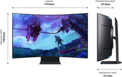 Samsung Odyssey Ark PC-monitor 2e generatie 55 inch 165 Hz, 1 ms, VA Mini LED gebogen 1000R, UHD resolutie: 3840 x 2160, 1000.000:1, Multi View, Cockpit Mode, verstelbare voet, DisplayPort,