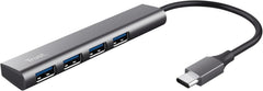 Trust Halyx 4-Poorts USB-C naar USB-A Hub - 5 Gbps - Grijs