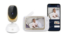 Motorola Nursery VM 85 Connect, Video-Babyfoon Met Pan- En Zoomfunctie, 5,0 inch Kleurendisplay, Nachtzicht, Terugspreekfunctie En Temperatuursensor, Wit