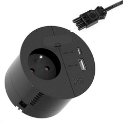 Bachmann LOOP IN CHARGE Inbouwstopcontact - Type E (UTE) - USB-A/C 22W - Zwart