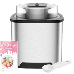 Vpcok Direct IJsmachine 2 l ijsmachine 12 W ijsmachine met opening op het grote zichtbare deksel 220 V, ijsmachine met schep van roestvrij staal speciaal ijs en recept