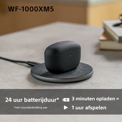 Sony WF-1000XM5 Draadloze Noise Cancelling oordopjes, Bluetooth, in-ear koptelefoon met microfoon, tot 24 uur batterijduur en snellaadfunctie, IPX4 waterbestendig, werkt met iOS & Android - Zilver