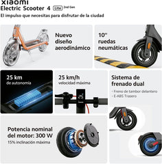 Xiaomi Electric 4 Series – maximaal vermogen 1000 W – 390 W, bereik 70/18 km, wielen van 8,1-10 inch, gecertificeerd door de DGT (ES-versie)