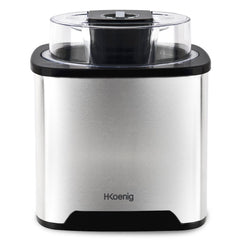 H.Koenig Ice Cream Maker SRB80, Capacity 2L, 12 W, Stainless Steel, 30 to 40 min Preparation Time, Fast, 30 rpm, Automatic Stop, Clear Lid, Removable Bowl, Silver