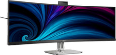 Philips 49B2U6900CH - 49 inch DQHD Curved DQHD Monitor, webcam, microfoon, RJ45, in hoogte verstelbaar (5120 x 1440, HDMI, DisplayPort, USB-C, USB-hub) zwart