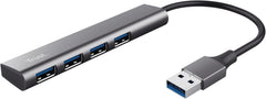 Trust Halyx USB Hub, 4 USB-A-poorten, Hoge Snelheid 5 Gbps, Grijs