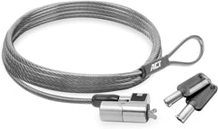 ACT Laptopslot 2m, Kabel Met Sleutel, Wedge Laptopbeveiligingskabel, draaibare slotkop, Draaibaar Slothoofd, Laptop Slot Dell, Draagbare Anti-Diefstal Kabel - AC9040