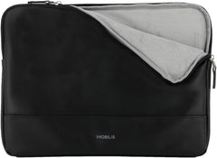 MOBILIS Universele hoes voor laptops tot 14 inch, hoes van waterafstotend kunstleer, zachte binnenkant, zwart