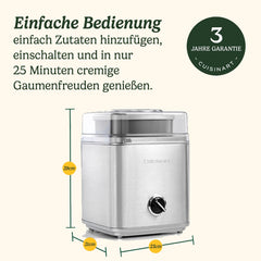 Cuisinart ICE30BCE Ice Cream Deluxe, 2 x 1 liter ijsmachine met koelelement, zilverkleurig