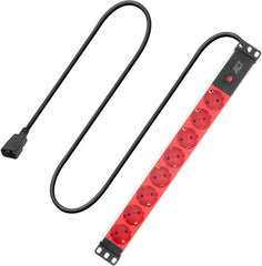 ACT 19 inch stekkerdoos C14 IEC60320, 8-voudig, 10A/2500W, voor 19 inch rack serverkasten PDU wandmontage, 3 m kabel - PD3004