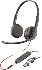 Poly Blackwire 3225 Stereo USB-C Headset met 3.5mm & USB-A Adapter (Bulk)