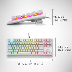 Alienware AW420K Gaming Toetsenbord zonder Numeriek Gedeelte, Compact Ontwerp, CHERRY MX Red Switches, USB, Anti-Ghosting, N-Key Rollover, AlienFX RGB Verlichting, QWERTY Toetsenbord - Lunar Light