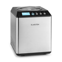 Klarstein Vanilla Sky - ijsmachine, ijsmaker, ijsmachine, 180 watt, 2 liter capaciteit, koelfunctie, LED-display, timer, roestvrij staal, eenvoudig te reinigen, zilver