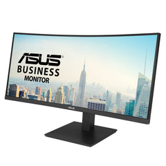 ASUS Business VA34VCPSR gebogen monitor 34 inch, Wide QHD (3440 x 1440), HDMI, DisplayPort, USB-hub, RJ45-LAN-aansluiting, ergonomisch design, flikkervrij, laag blauw licht, zwart