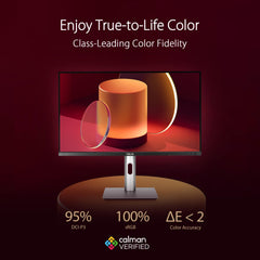 ASUS ProArt Display PA24ACRV Professional Monitor – 24-inch (23.8-inch viewable), IPS, QHD (2560 x 1440), 95% DCI-P3, Color Accuracy ΔE < 2, Calman Verified, USB-C PD 96W, VESA DisplayHDR 400