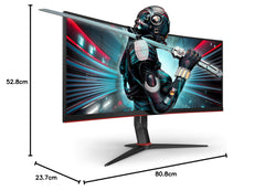 AOC CU34G2X/BK Gaming CU34G2X 86 cm (34 inch) gebogen monitor (QHD, HDMI, DisplayPort, Free-Sync, 1 ms responstijd, 144 Hz, 3440x1440) zwart/rood