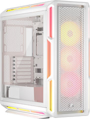 CORSAIR iCUE LINK 5000T LX RGB Mid–Tower ATX PC–behuizing – 3x Voorgeïnstalleerde LX120 RGB Ventilatoren, Geïntegreerde Aurora Lichtlijsten, iCUE LINK Systeemhub Inbegrepen – Wit