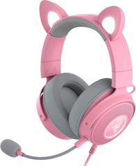 Razer Kraken Kitty V2 Pro - Bedrade RGB-headset met verwisselbare oren (reactieve streamingverlichting, TriForce Titanium 50mm drivers, HyperClear cardioïde microfoon) Quartz Roze