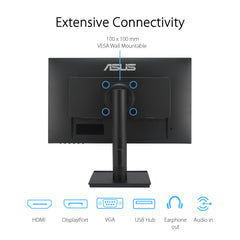 ASUS Business VA24DQFS - 24 inch Full HD Monitor - Frameloos, ergonomisch, Adaptive-Sync, EPEAT Gold - 100 Hz, 16:9 IPS-paneel, 1920x1080 - DP, HDMI, D-Sub, USB Hub, Luidspreker