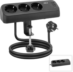 ACT Bureau stekkerdoos met 3 type F-stopcontacten, 30 W Power Delivery, USB type C/A-poorten, kabellengte 1,5 meter AC2480