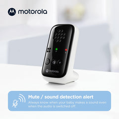 Motorola PIP10 Audio Babyfoon - 304,8 m bereik, veilige en privéverbinding, hooggevoelige microfoon, volumeregeling, waarschuwingsdetectielicht, draagbare ouderunit (stopcontact of AAA-batterij - NIET