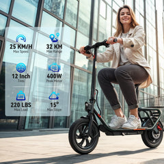SISIGAD Elektrische Scooter 12 inch Elektrische Steppen Volwassenen Opvouwbare E Scooter met Afneembare Mand, E Roller 36V 7.8AH Batterij 25km/h Maxi Snelheid 300W Motor, Dubbele Rem & Licht