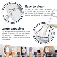 IJsmaker, ijsmachine, elektrische ijsmachine Soft Serve Homemade KECOOLKE 1,5 L Frozen Yogurt, Sorbet, Gelato