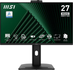MSI PRO MP275QPDGDE - 27 inch QHD IPS Monitor - 100Hz - USB-C Docking met 98W PD & Webcam