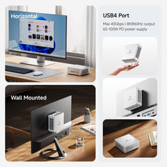 MINISFORUM UM870 Slim mini-pc, AMD Ryzen 7 8745H desktopcomputer (8C/16T, tot 4,9 GHz), DP/HDMI 2.1/USB4, 4 x USB Type A, WIFI6E/BT5.3, geen RAM/SSD
