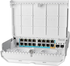MikroTik netPower 15FR Outdoor Reverse PoE Switch met 16 Ethernet- en 2 SFP-poorten